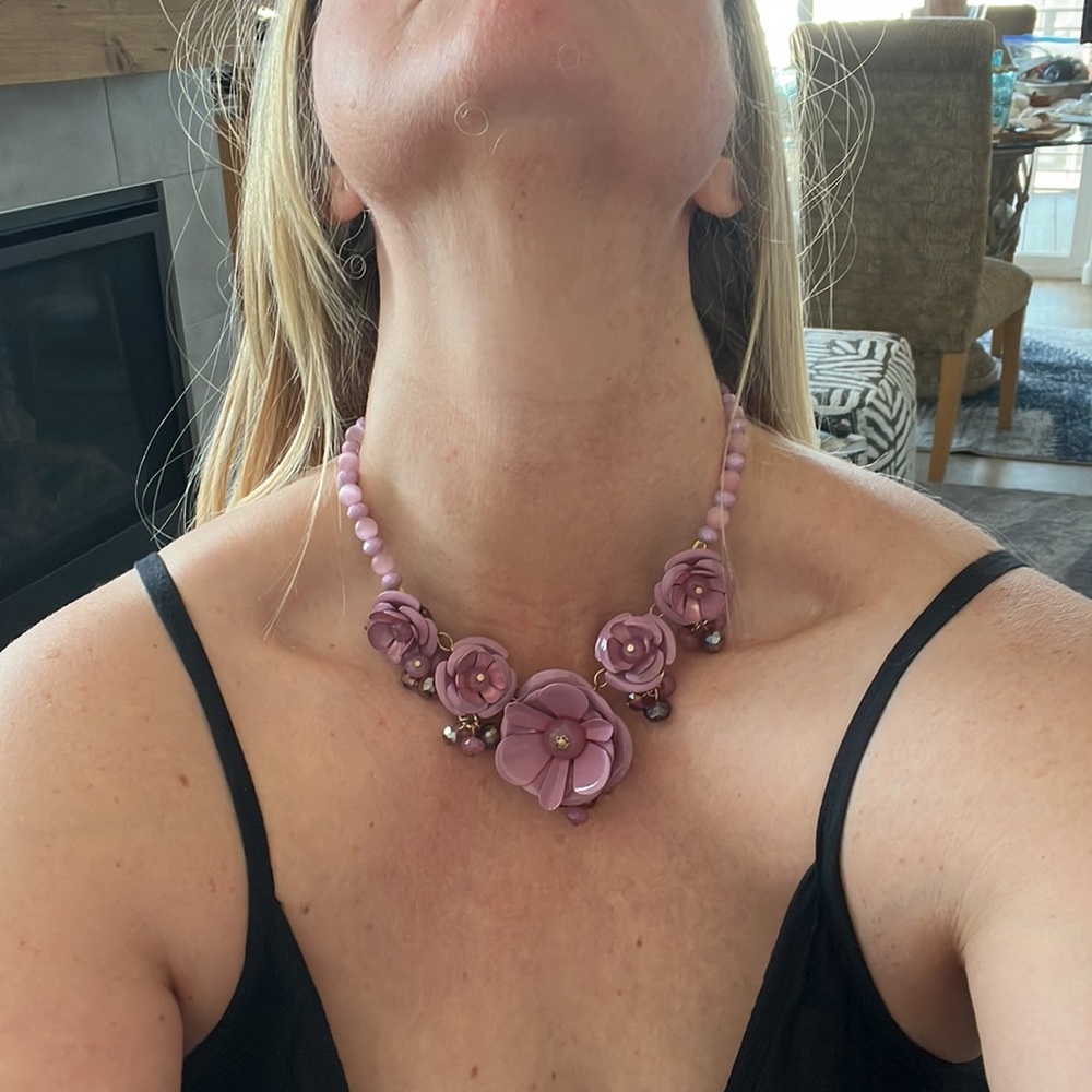 Artisan-Made Lavender Flower Statement Necklace - image 3